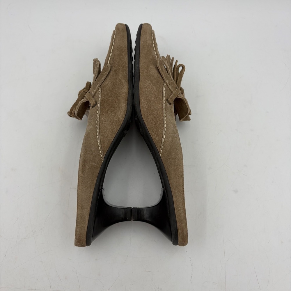Franco Sarto Tan Kitten Heel Mules Tan Suede Fringe 8.5M Boho Western Slip On - Picture 11 of 11